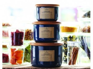 barattolo cucina ceramica emile henry tappo legno blu pavone
