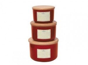 barattolo cucina ceramica emile henry tappo legno rosso granade