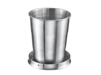 bicchiere chiudibile tascabile in acciaio inox satinato