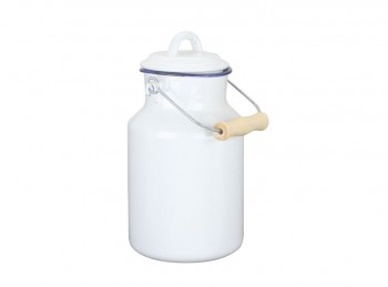 bidone latte della nonna in ferro smaltato bianco