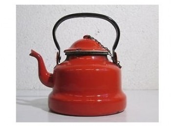 bricco teiera smalto rosso da fiamma gas