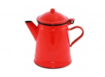 caffettiera vecchio stile smalto rosso da fiamma