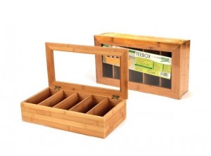 scatola porta bustine thè infuso legno bamboo