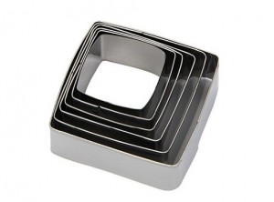 serie 6 anelli coppa pasta acciaio inox quadrato