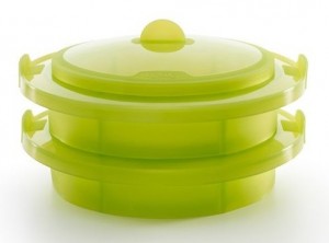 cestello cuoci vapore silicone lekue due piani
