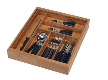 porta posate da cassetto in legno bamboo estensibile