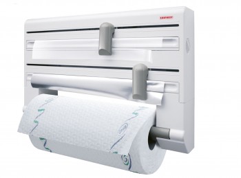 supporto porta rotoli da cucina alluminio trasparente e scottex leifheit