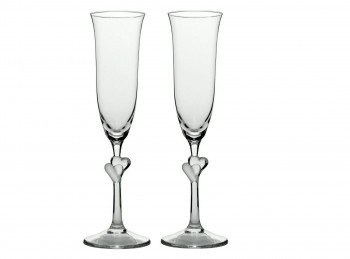 coppia calice flute spumante decoro cuoricini satinato