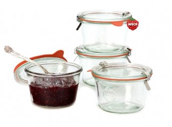 set 4 vasetto barattolo per conserve e marmellata con coperchio originali weck