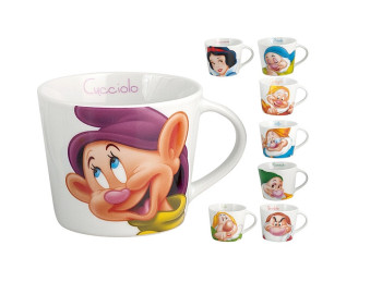 tazzone latte colazione in porcellana decoro biancaneve e i sette nani
